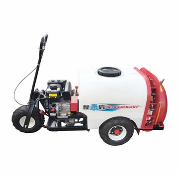 How often should I change the oil in a petrol engine sprayer?
